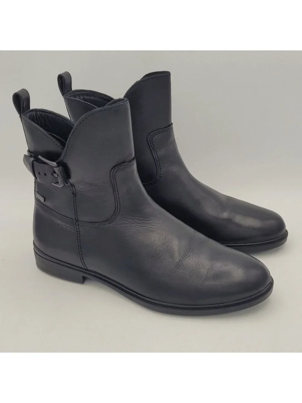 Ecco Touch 15 Buckle GTX Women's Size 6 to 6.5 EU 37 Leather Ankle Boot Black - Picture 1 of 12